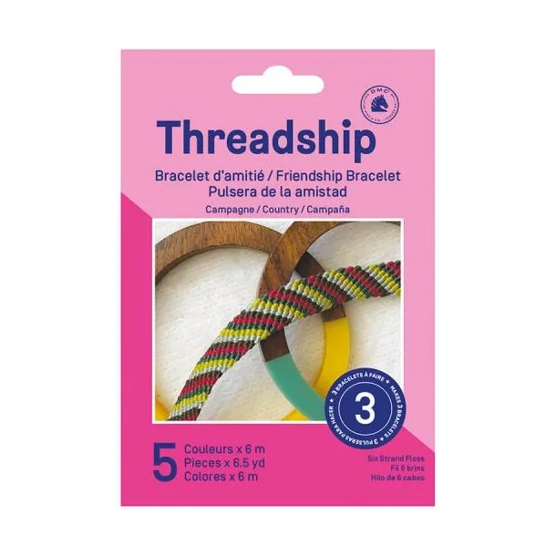 Threadship pakke til  lage vennskapsarmbnd 4 farger Threadship start country 6 stk (TSHMINI2)