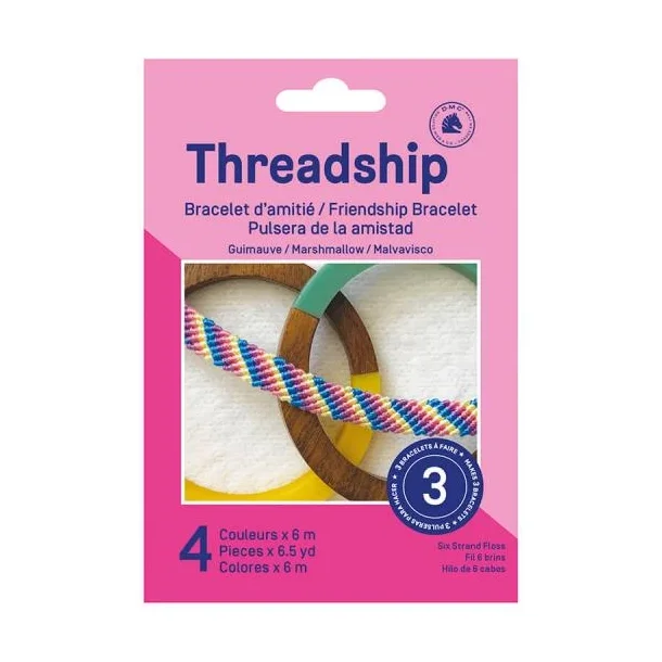 Threadship pakke til  lage vennskapsarmbnd 4 farger Threadship start marsh 6 stk (THSMINI3)