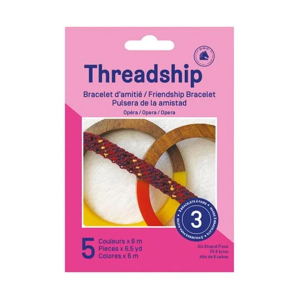 Threadship pakke til  lage vennskapsarmbnd 4 farger Threadship start opera 6 stk (TSHMINI7)