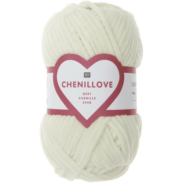 Chenillove 100g fra Rico Hvit 001