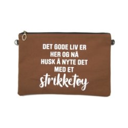 Strikkeveske med reim 29*21 cm med tekst