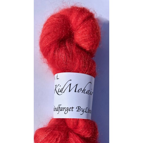 Hndfarget Superkid mohair og mulberry silk Primr 50 gram Cayenne rd