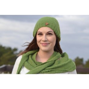 Rillestrikket sjal med picotkant i Lundegrd alpakka