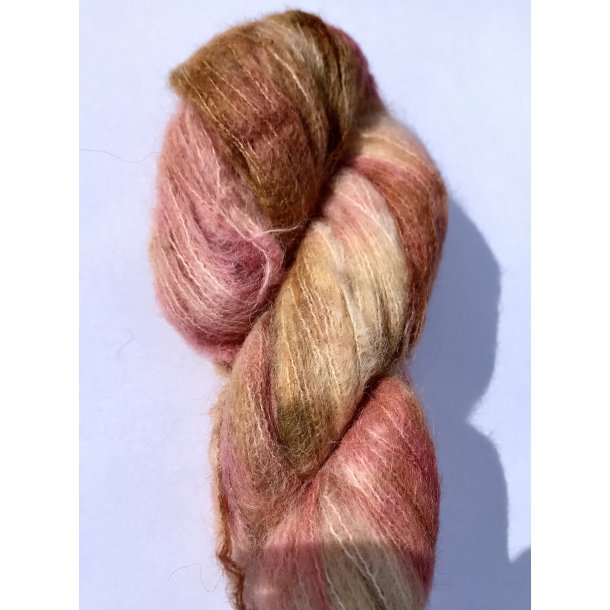 Hndfarget Brushed baby Suri Alpaca Silk 50g Gammel rosebusk