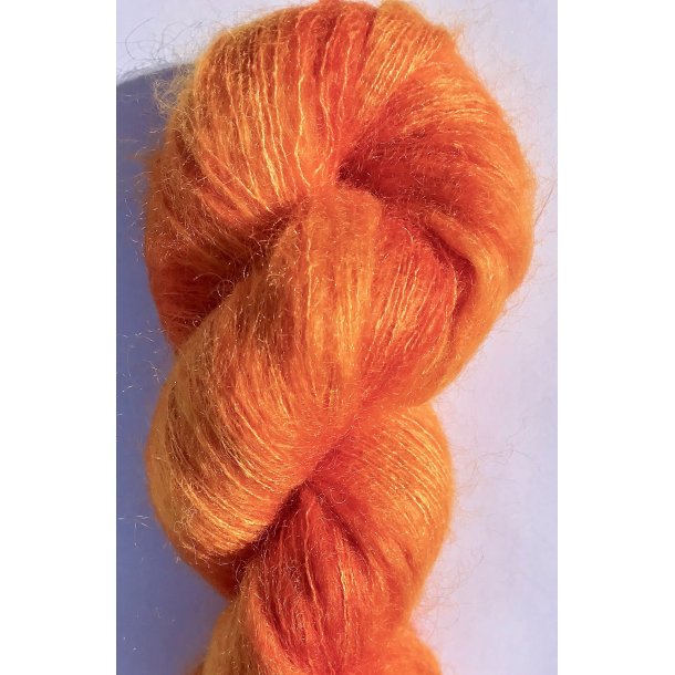 Hndfarget Superkid mohair og mulberry silk Primr 50 gram Orange