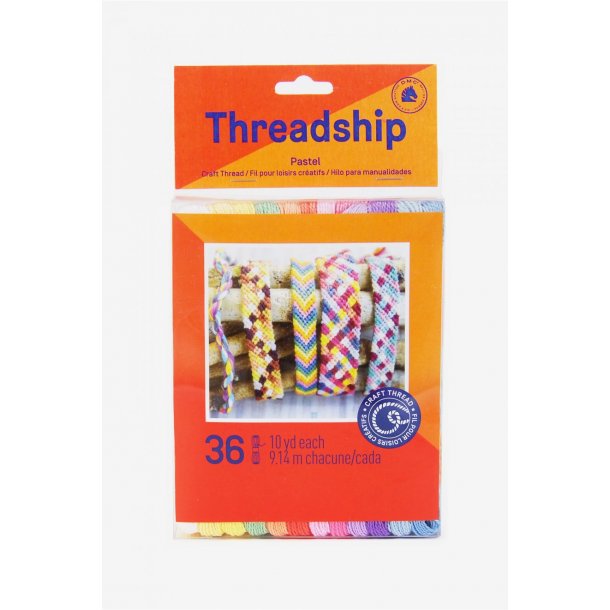 Threadship pakke til  lage vennskapsarmbnd 36 farger Threadship mono pastel 6 stk (PRCTPAS)