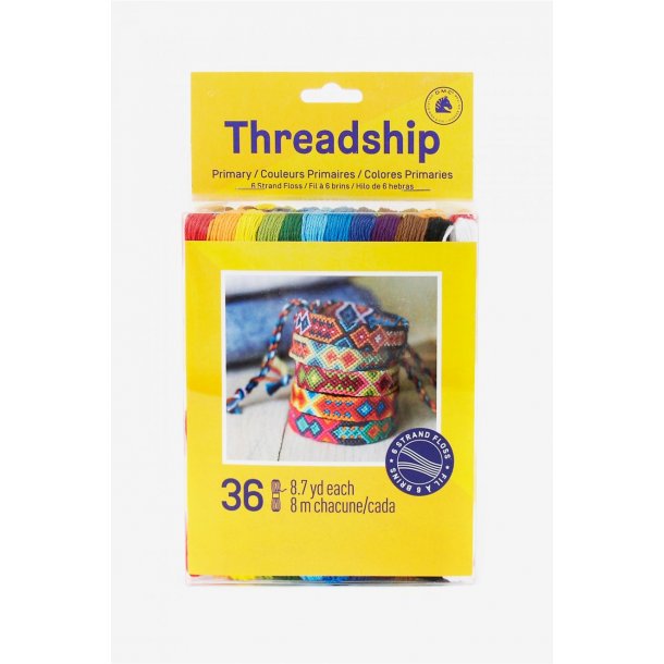 Threadship pakke til  lage vennskapsarmbnd 36 farger Threadship Primary 6 stk (PRISMPRI)