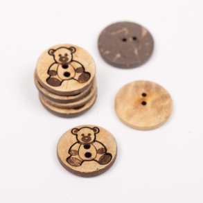 Kokosntt knapp med bamsemotiv 15 mm 813